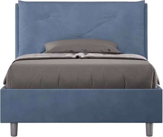 Letto Appia Large da 1 Piazza e Mezza con Rete Imbottita in Microfibra Blu Giordanoshop L/P/H: 120 x 190 x 110 cm – 1