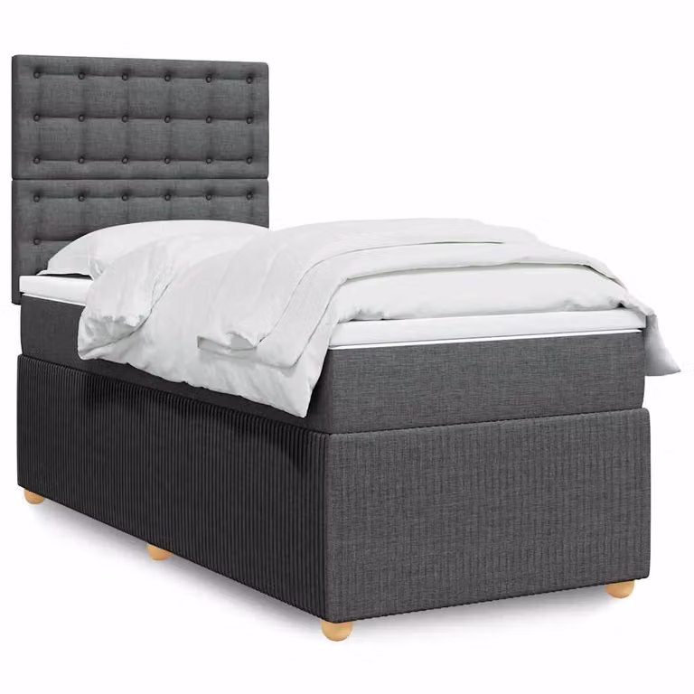 vidaXL Giroletto a Molle Ibrido con Materasso in Tessuto Grigio e Bianco L/P/H: 200 x 90 x 150,5 cm