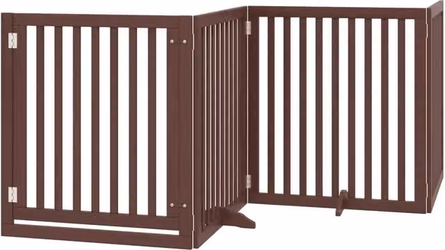 Cancello Cani Porta Pieghevole Marrone 4 Pannelli 320cm Pioppo CFW4064991