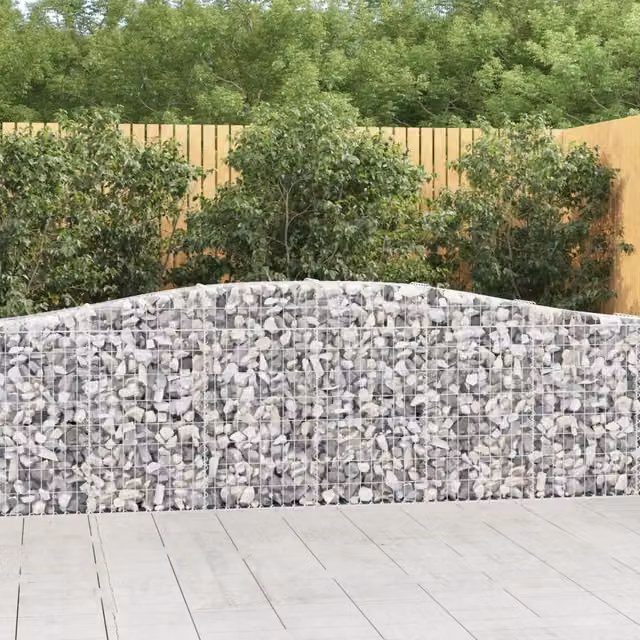Cesti Gabbioni ad Arco 2 pz 400x30x80/100 cm Ferro Zincato 3145813