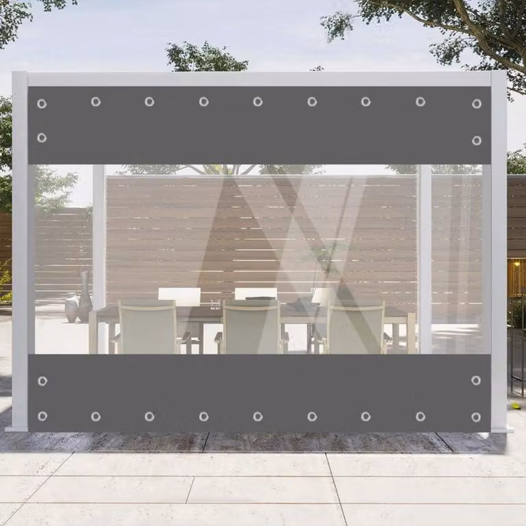 Telo trasparente con occhielli, 420g/m², PVC grigio, 3m x 3m, impermeabile, con protezione UV