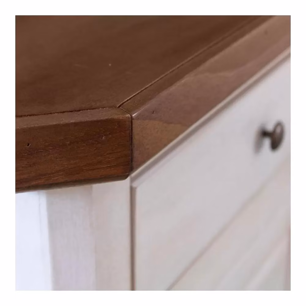 Madia credenza shabby chic bicolore in legno bianco e marrone con 2 porte Mobili 2G L/P/H: 104 x 43 x 98 cm – 2