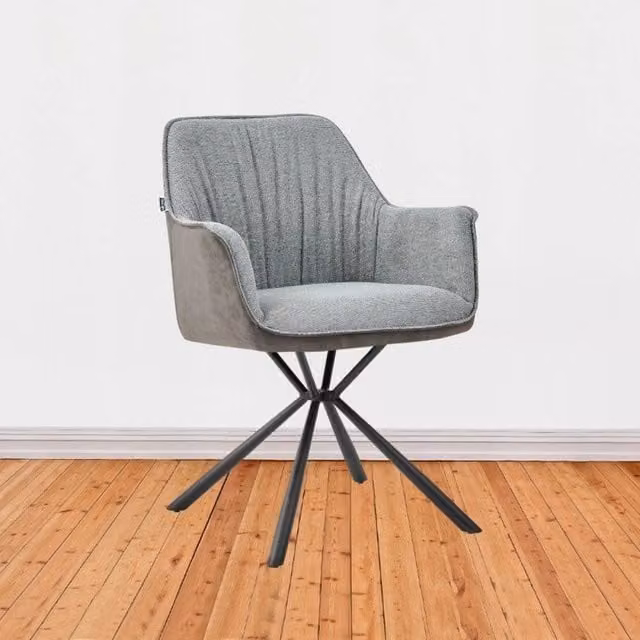 Sedia imbottita Comet con retro elephant e seduta grigia set 2 pezzi