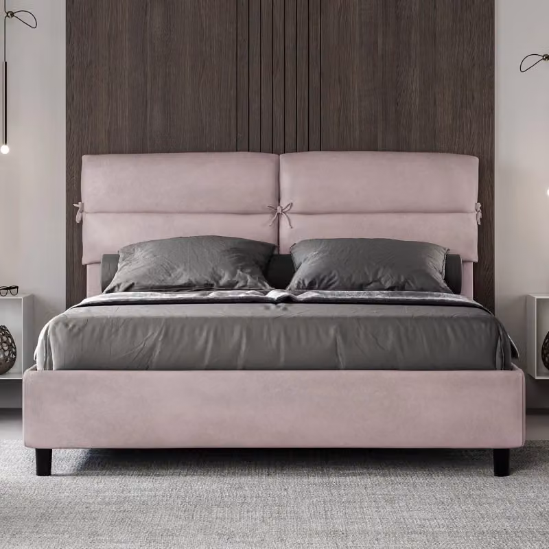Letto matrimoniale imbottito con contenitore Nandy Ityhome in microfibra colore glicine L/P: 160 x 200 cm – 2