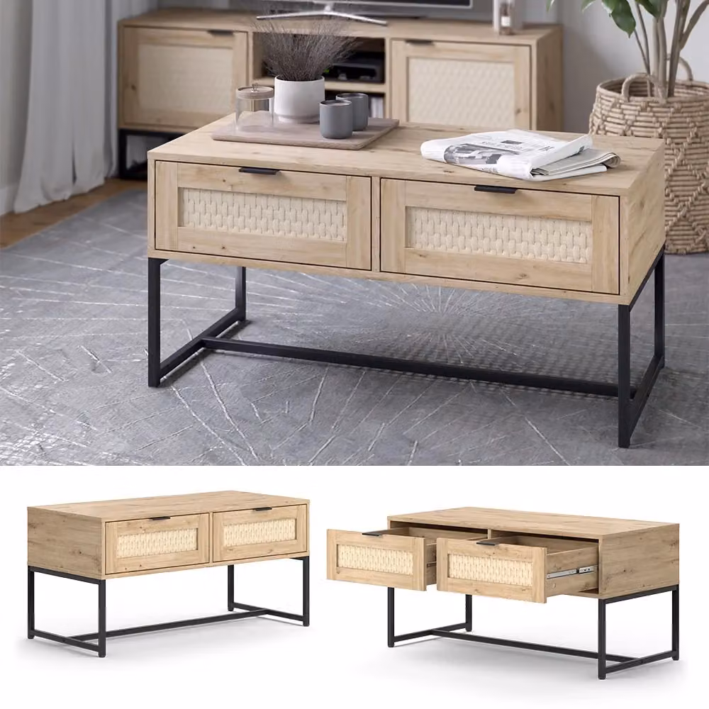 Cassettiera Vicco per camera da letto e soggiorno, colore beige, con due cassetti, L: 100 cm, P: 48 cm, H: 49,5 cm – 2