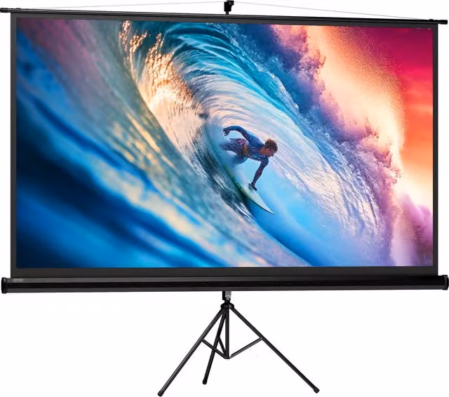 Telo Proiettore HOMCOM Pieghevole da 100 pollici Formato 16:9 con Treppiede Regolabile, L 235.8 cm x H 136 cm, Nero – 1