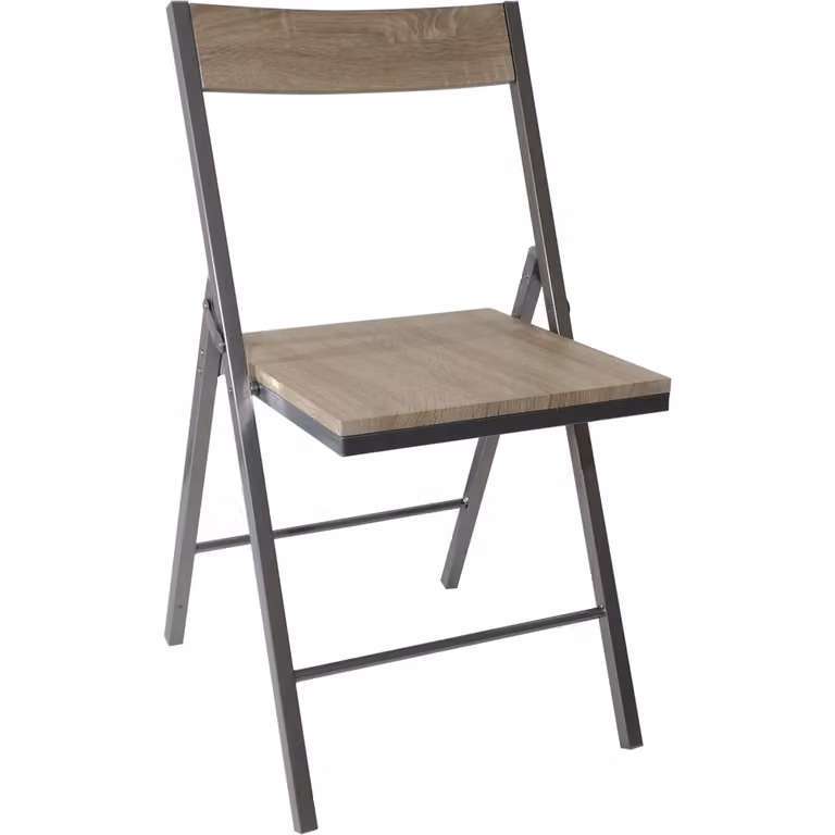Sedia Pieghevole VESTIAMO CASA in Rovere e Metallo Marrone, Impilabile, H 81 x L 52 x P 43 cm