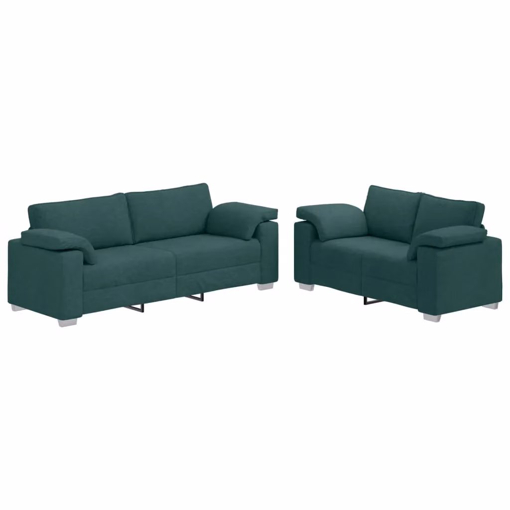 Divano due posti vidaXL in tessuto verde per soggiorno con design minimalista – 2