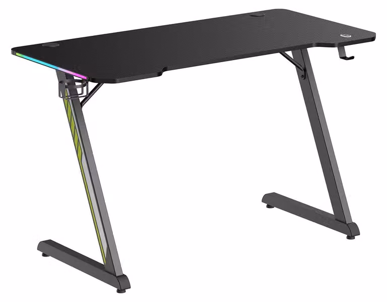 Scrivania da gaming con illuminazione RGB, nera
