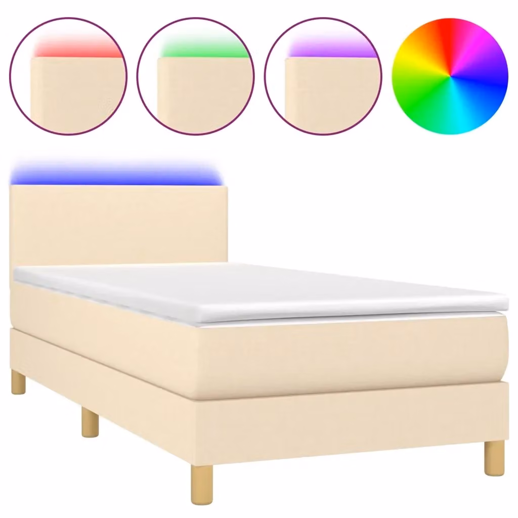 Letto a molle con materasso vidaXL in tessuto beige con illuminazione LED sottostante e porta USB, L/P: 100 x 200 cm – 2