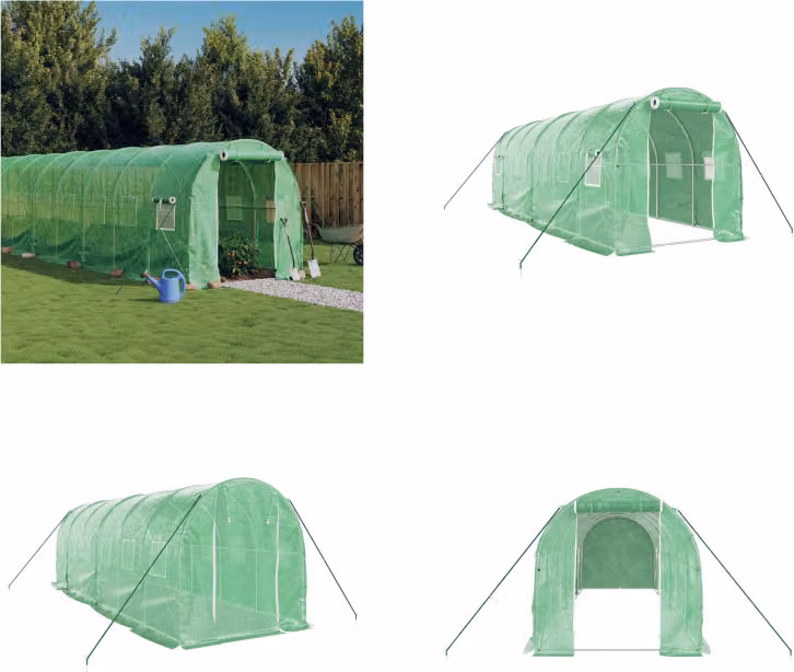 vidaXL Serra con telaio in acciaio verde 12 m² 6x2x2 m - Serra - Serre - Polytunnel - Serra calpestabile