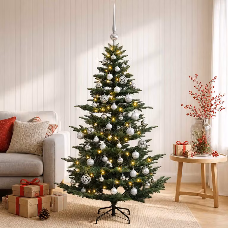 vidaXL Albero di Natale artificiale con palline 120 cm 150 LED