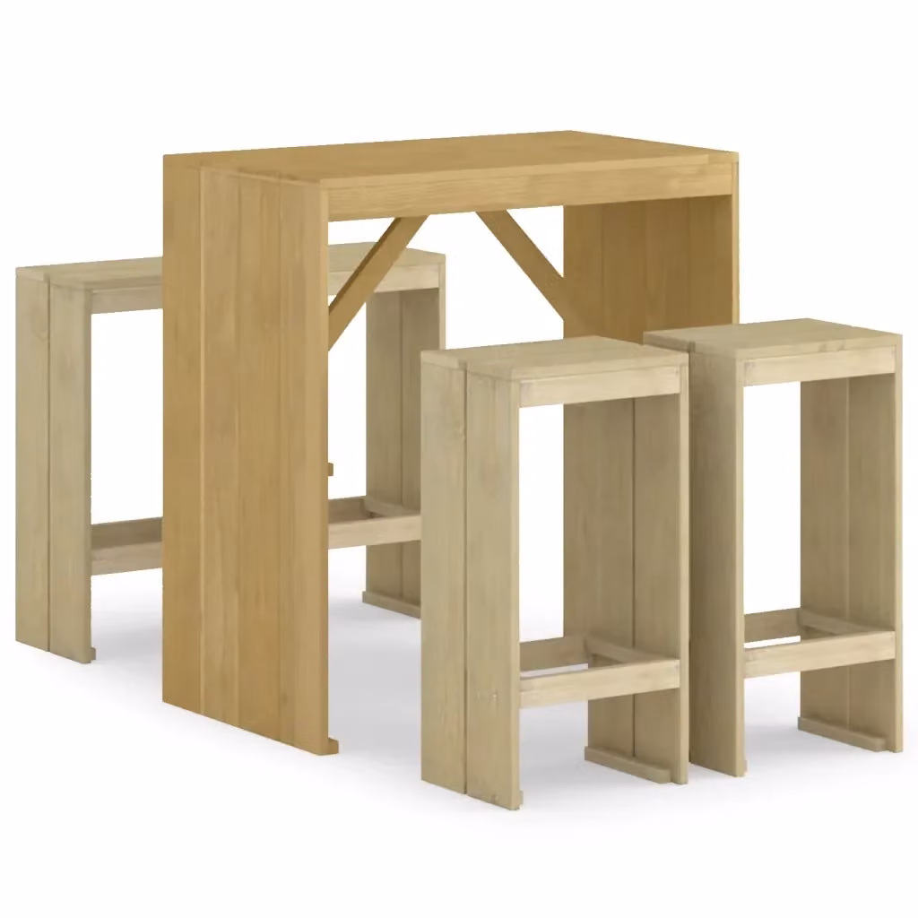Set Bistrò da Giardino vidaXL in Legno di Pino Impregnato, 5 Pezzi, Verde e Beige – 2