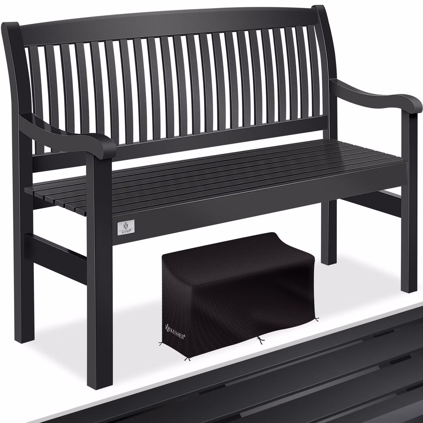 Panca da giardino KESSER® in legno, panca per parco resistente alle intemperie, adatta per 3-4 persone, con capacità di carico di 320 kg, inclusa copertura