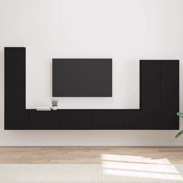 Set di Mobiletto da TV a Parete 6 pz Nero 3408953