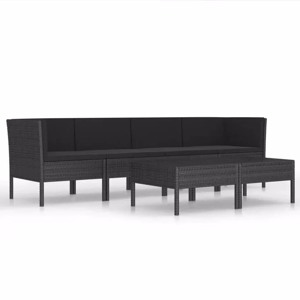 vidaXL Set Divani da Giardino 6 Pezzi con Cuscini e Tavolino in Polyrattan e Metallo Nero – 2