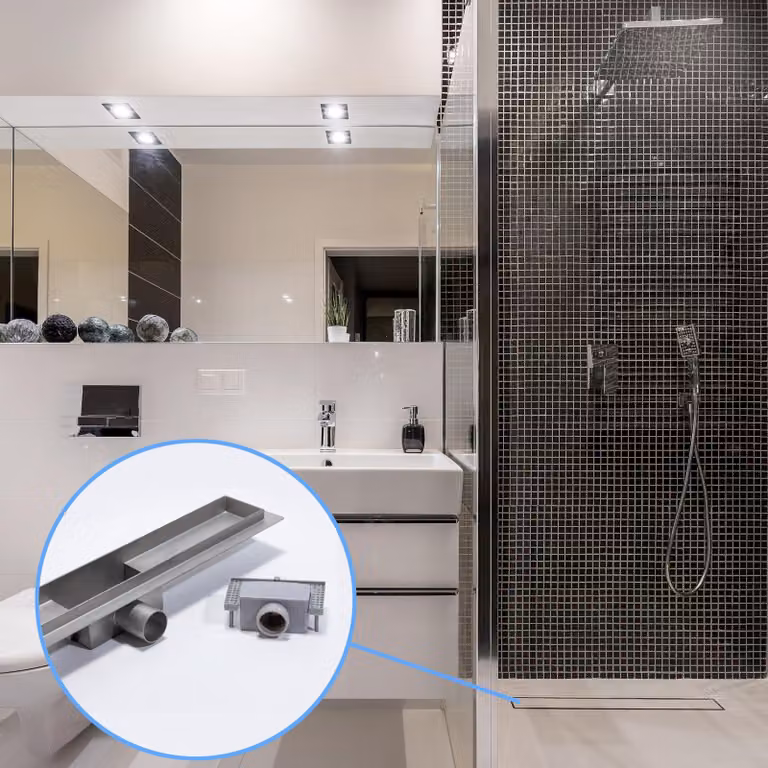 Scarico per doccia con sifone dotato di valvola di intercettazione degli odori e set per la raccolta dei capelli, diametro di scarico 40 mm, per doccia