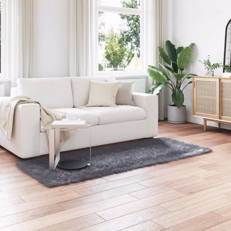 Tappeto in finta pelliccia vidaXL Antracite, L 80 cm x P 200 cm, Poliestere lavabile