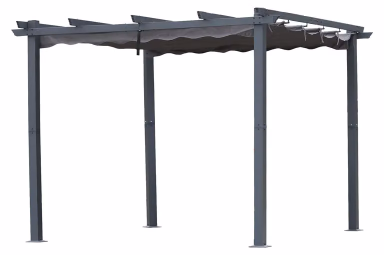 Pergola con struttura in alluminio - 3 x 3 metri - Telo tetto in poliestere idrorepellente - Grigio