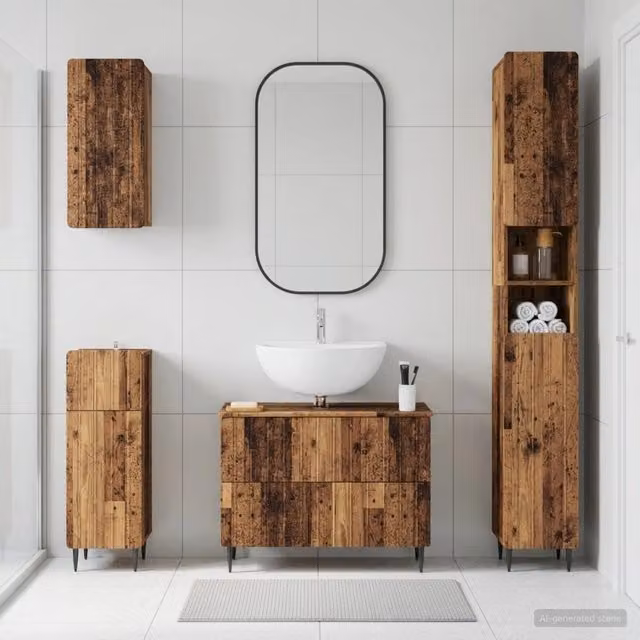Set di Mobili da Bagno da 4 Pezzi ZWOLLE Legno antico 3417925