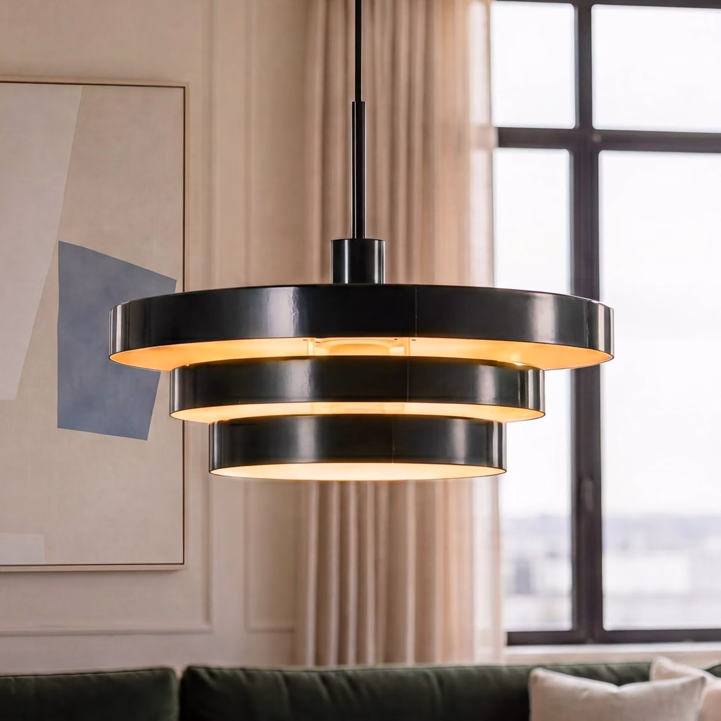 OSRAM Lampada a sospensione Decor Layer, dimmerabile, Verde, Soggiorno / Sala da pranzo, Metallo, Moderno, Lampada a sospensione