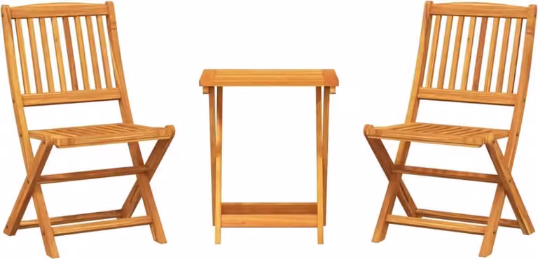 Set da Pranzo da Giardino Pieghevole 3 pz in Massello di Acacia