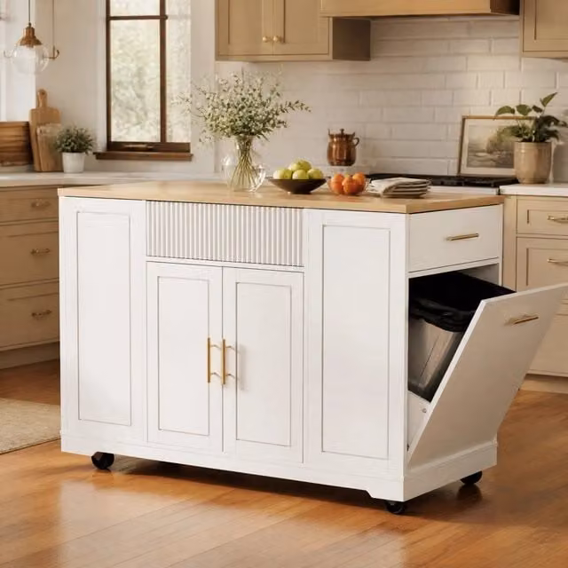 Isola da cucina mobile 120x50x92 cm con ante e cassetti