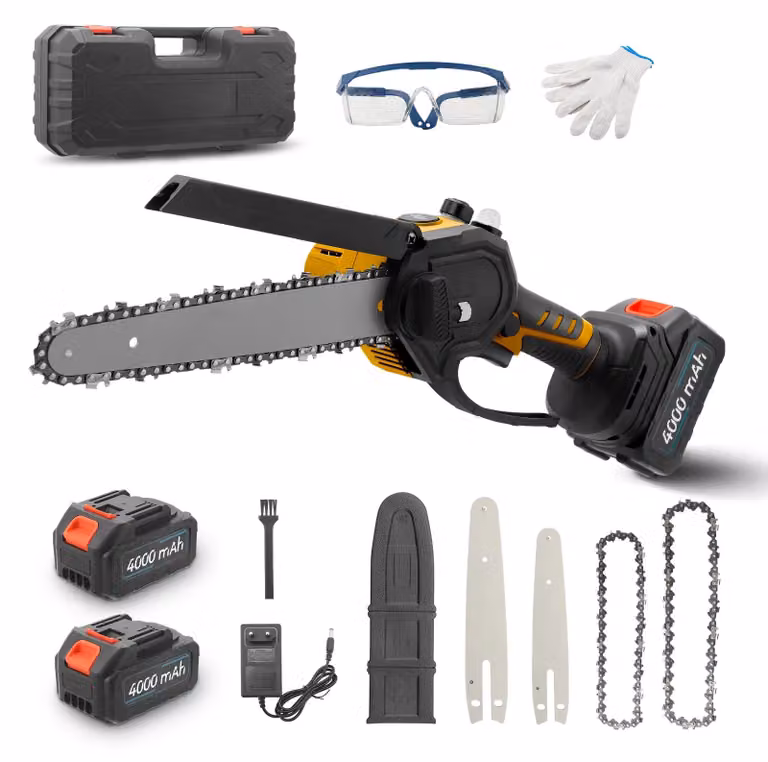 Troncatrice a batteria compatta - 950 W - Motore brushless - Senza fili - Lame di taglio da 15/20 cm - 2 batterie da 4000 mAh - Lubrificazione automatica - Colore: giallo