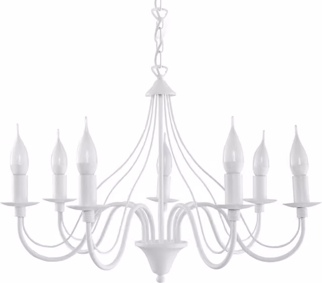 Lampadario a soffitto Sollux Lighting Crimson Minerwa in metallo e vetro bianco con 7 luci E14 regolabile