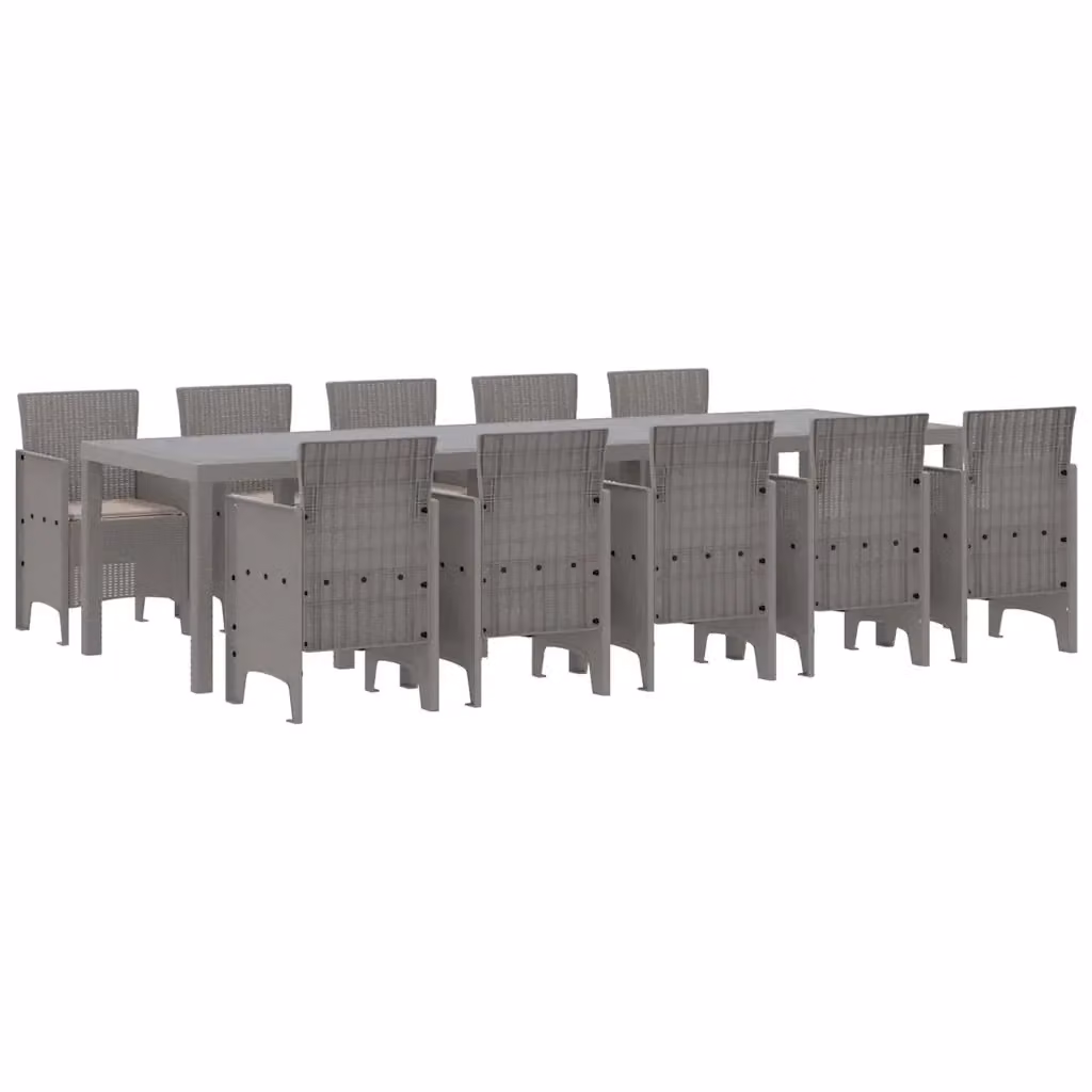 Set da pranzo per giardino e terrazza vidaXL in polyrattan da 11 pezzi colore grigio antracite – 2