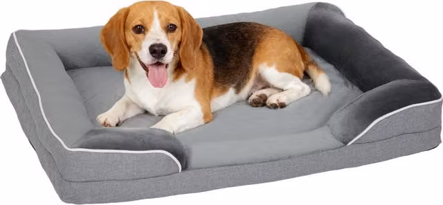 Letto per cani e gatti di taglia media PawHut con base antiscivolo e fodera lavabile, Grigio, L: 91,5 cm, P: 68,5 cm, H: 16,5 cm – 1