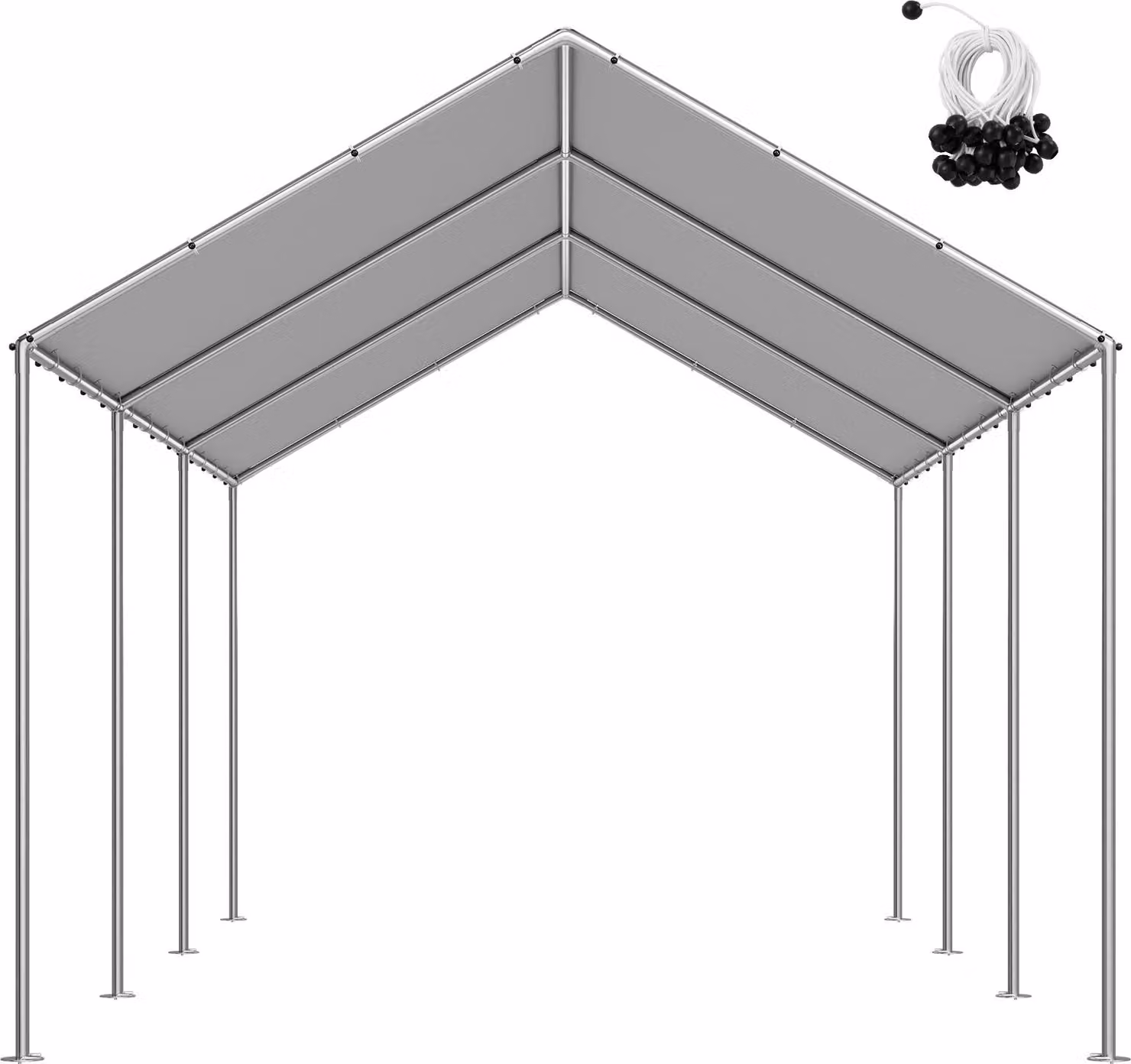SucceBuy tettoia di ricambio per auto, 3,04 x 6 m, telone resistente ai raggi UV per ricovero auto, copertura robusta con reti catturapalloni, grigio, senza telaio