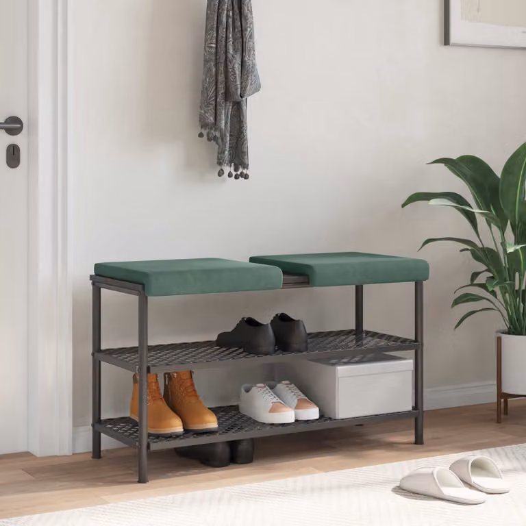 Set di 2 cuscini per panchina vidaXL in velluto verde mare con base antiscivolo e imbottitura in schiuma, Profondità: 35 cm