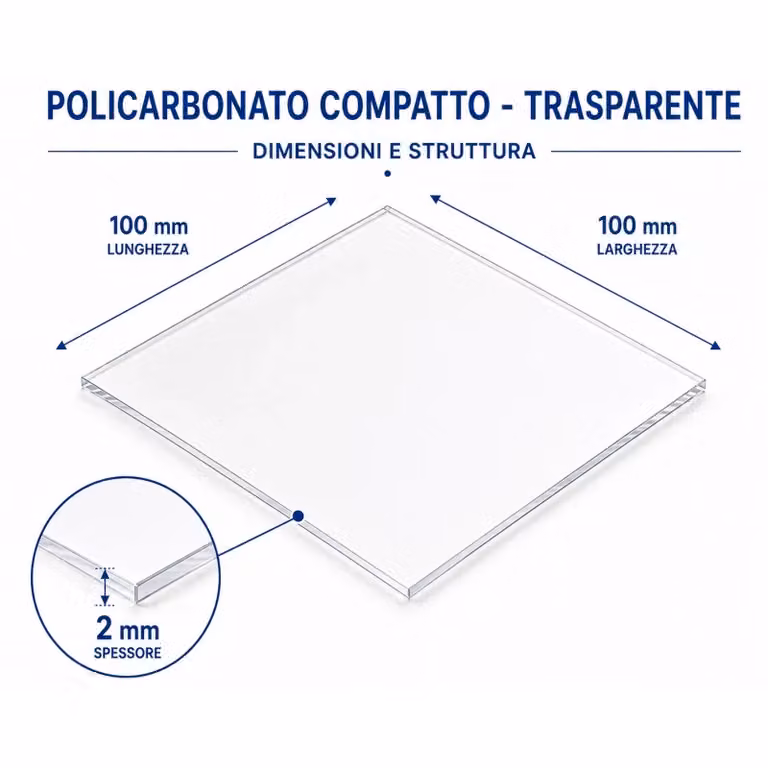 EZOOZA Foglio in Policarbonato Compatto Trasparente, Spessore: 2 mm, L/P: 100 x 100 cm, Confezione da 5 Pezzi