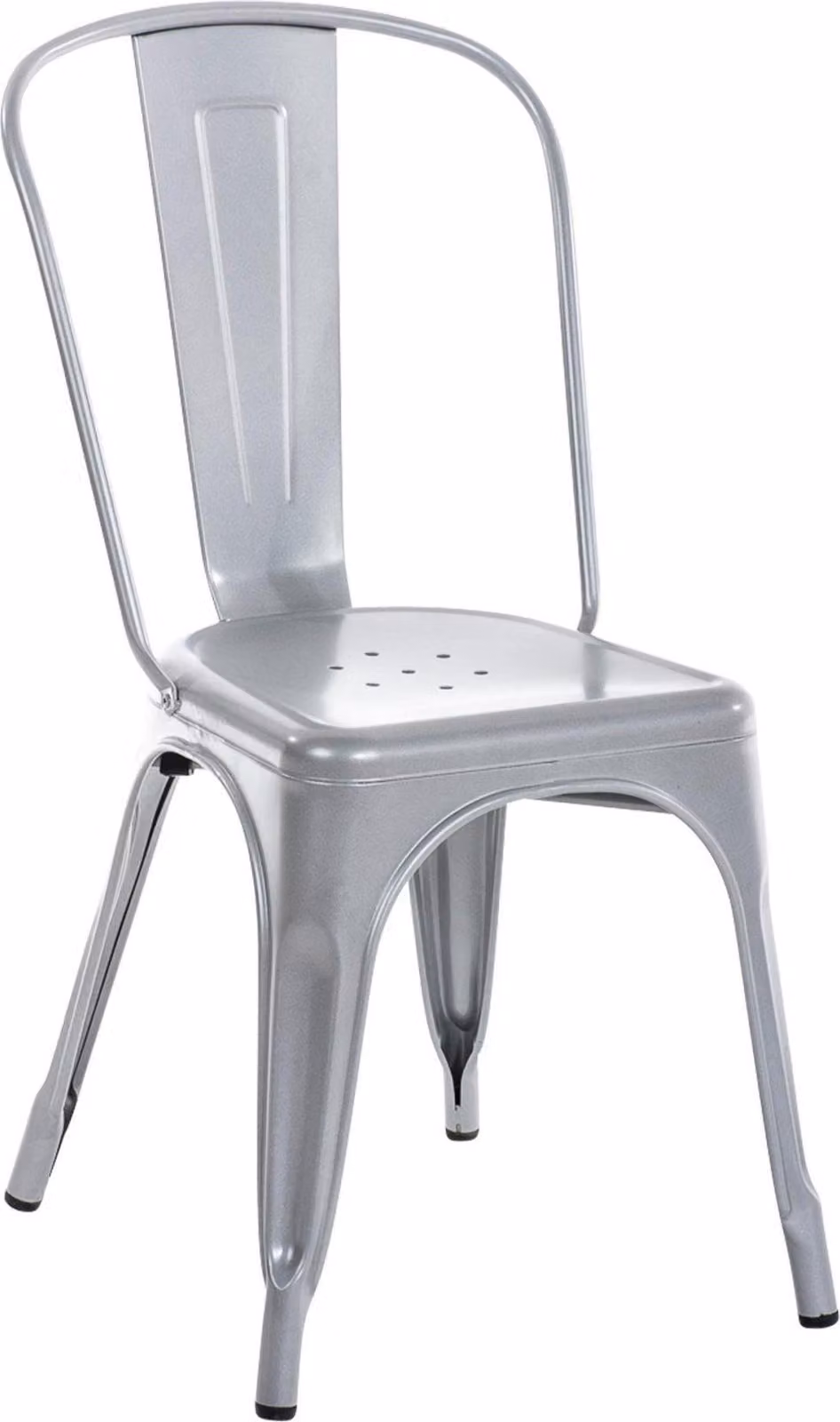 Sedia da pranzo in metallo, design industriale, impilabile per risparmiare spazio, colore: argento