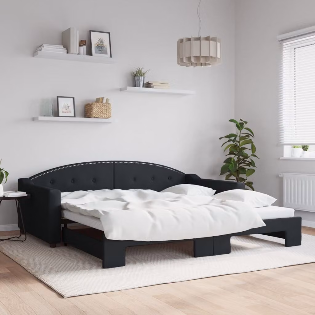 vidaXL Divano Letto con Letto Estraibile Nero in Tessuto