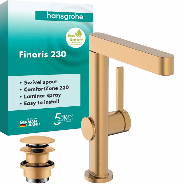 Rubinetto per lavabo, girevole, 221 mm, 5 l/min, finitura bronzo spazzolato
