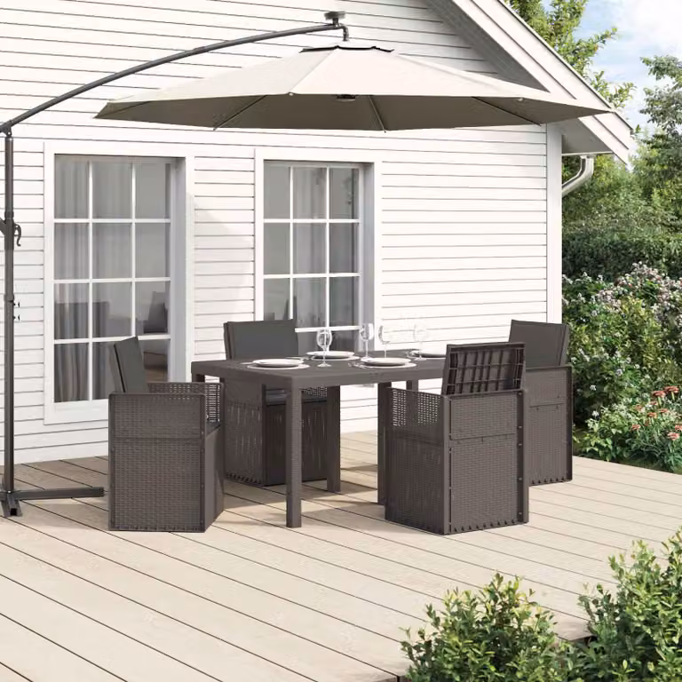 Maison Exclusive - Set da pranzo per esterno, 5 pezzi, grigio chiaro e antracite, materiale: polipropilene