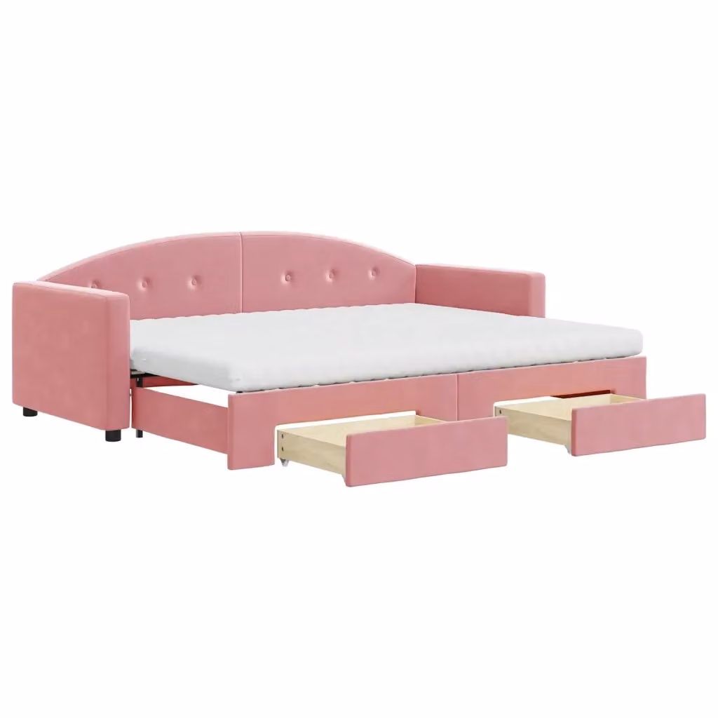 Divano Letto Estraibile con Cassetti vidaXL in Velluto Rosa per Soggiorno e Camera da Letto L/P/H: 222 x 90 x 75 cm – 2