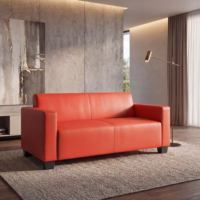 Divano modulare a 2 posti divano Lyon lounge divano in ecopelle 136cm ~ rosso