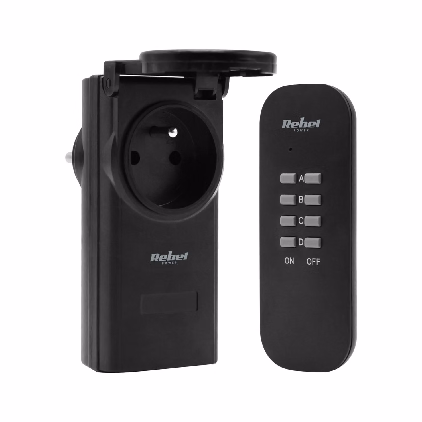 Rebel URZ1227 Presa da esterno con telecomando IP44, nera