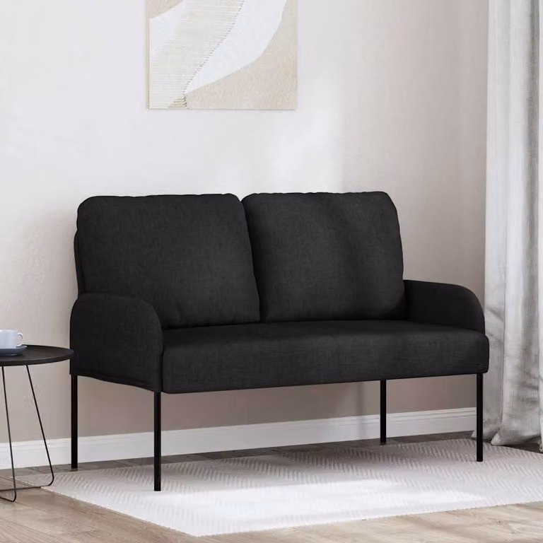 Divano moderno vidaXL con cuscini in tessuto nero per soggiorno L: 115 cm, P: 80 cm, H: 56 cm