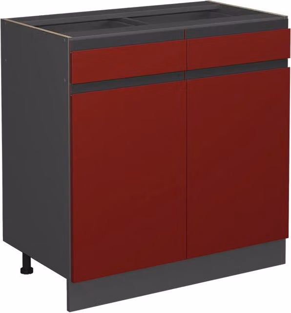 Mobiletto base per cucina Vicco R-Line Rosso e Antracite con ante e cassetti, L: 80 cm