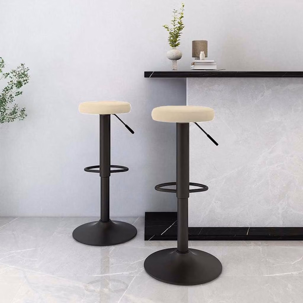 Set di 2 sedie da bar vidaXL in velluto beige con base girevole 360 gradi