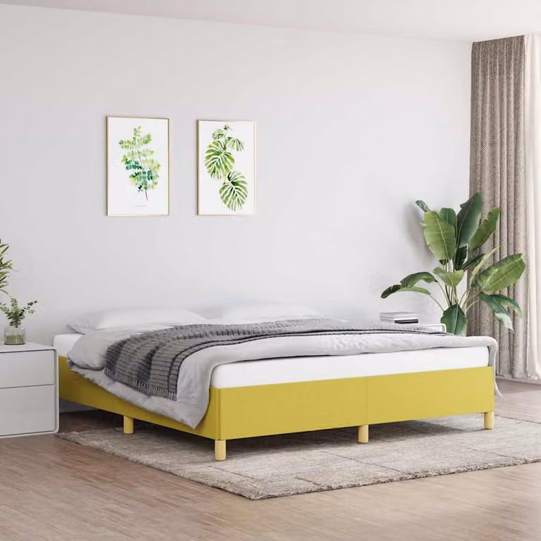 vidaXL Giroletto senza Materasso in Tessuto Verde e Giallo L/P/H: 180 x 200 x 35 cm
