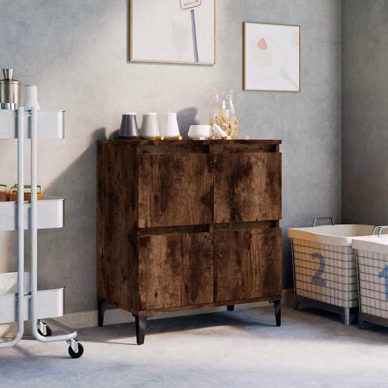 Credenza vidaXL in Rovere Fumo e Legno Multistrato, L: 60 cm, P: 35 cm, H: 70 cm