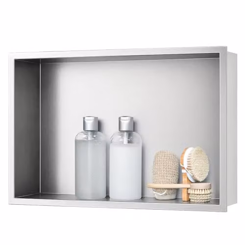 sunrik Nicchia Doccia Incasso Colore nichel 30x45Cm, Acciaio Inox, Mensole