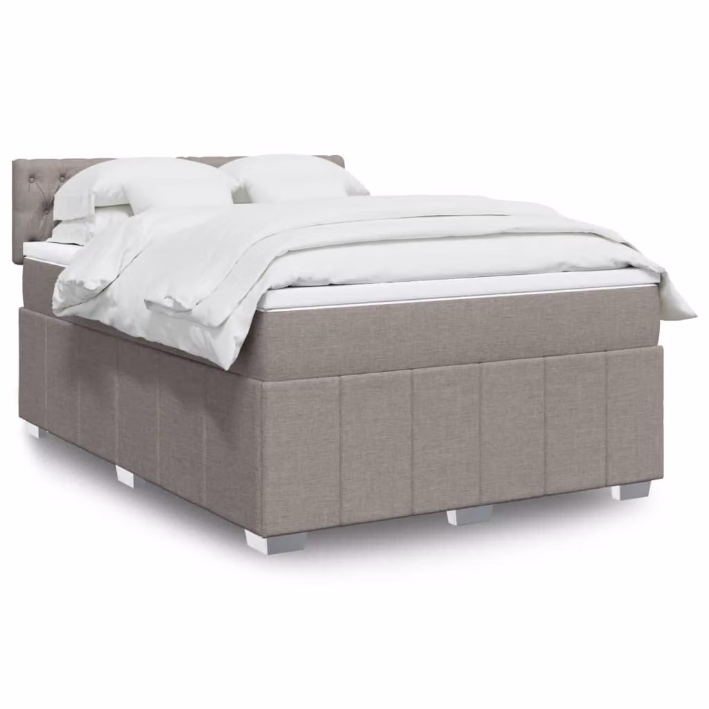 Letto Ibrido con Materasso a Molle Insacchettate vidaXL in Tessuto Beige e Grigio L/P: 160 x 200 cm