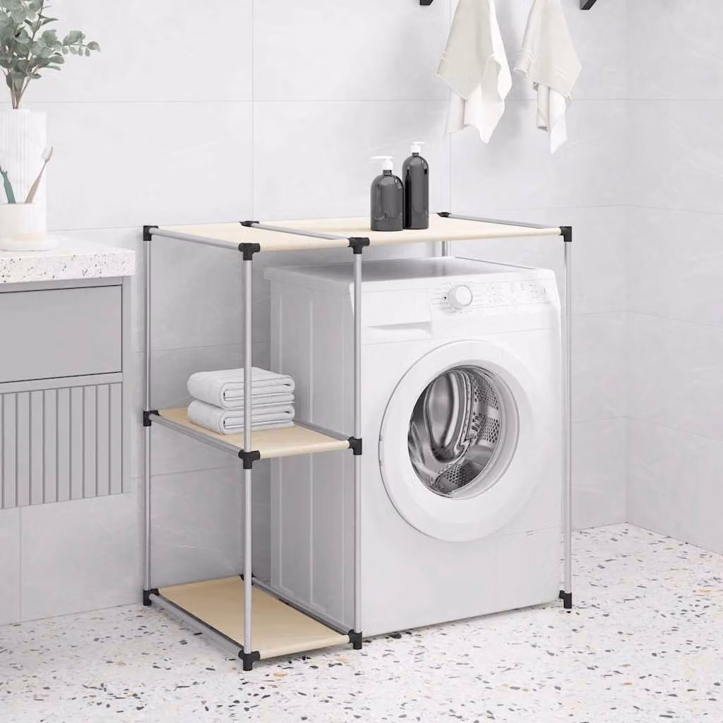 Rastrelliera per lavatrice vidaXL in ferro, colore beige, L: 87 cm, P: 55 cm, H: 90,5 cm