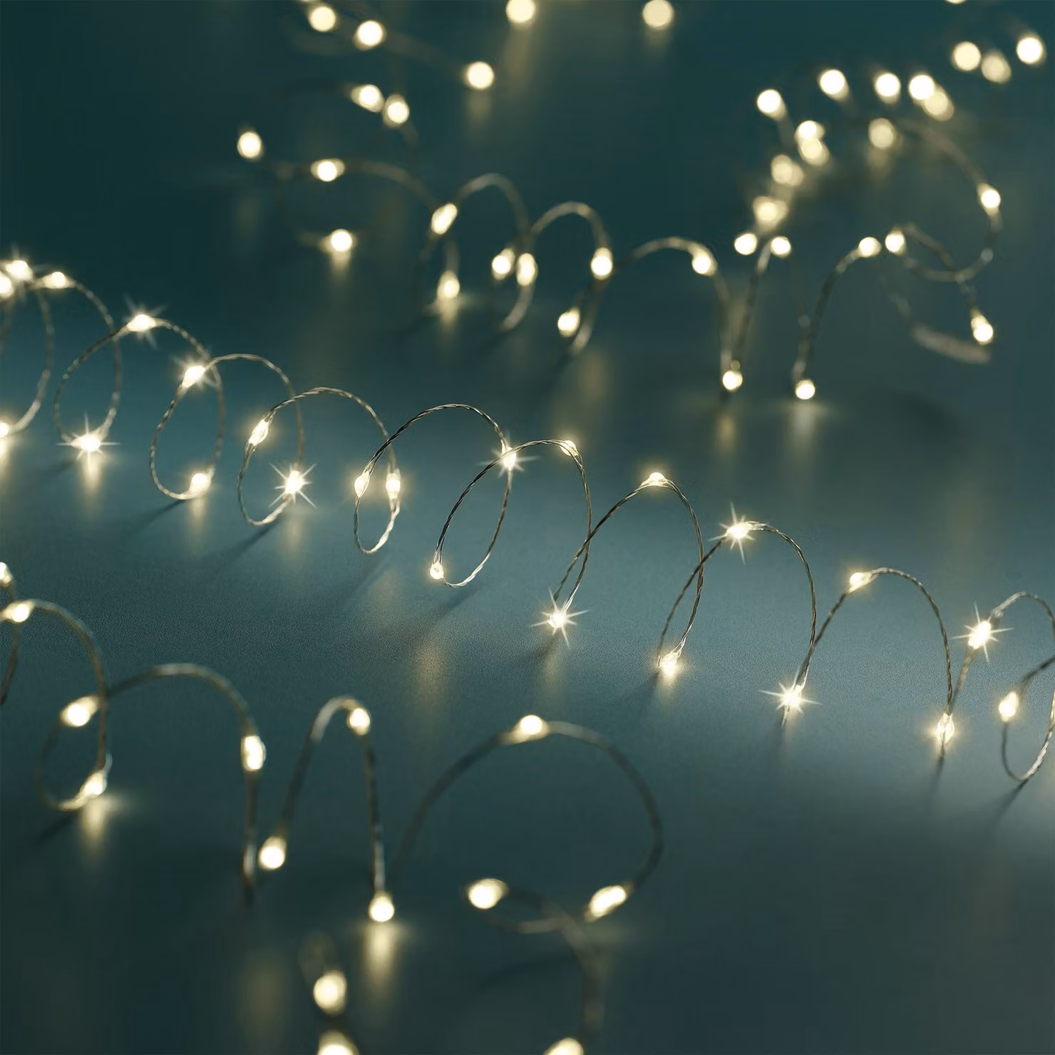 3.12 luci fiabesche a batteria con funzione - 100 LED / 5m - batteria a filo d'argento per interni ed esterni - colore della luce: bianco caldo